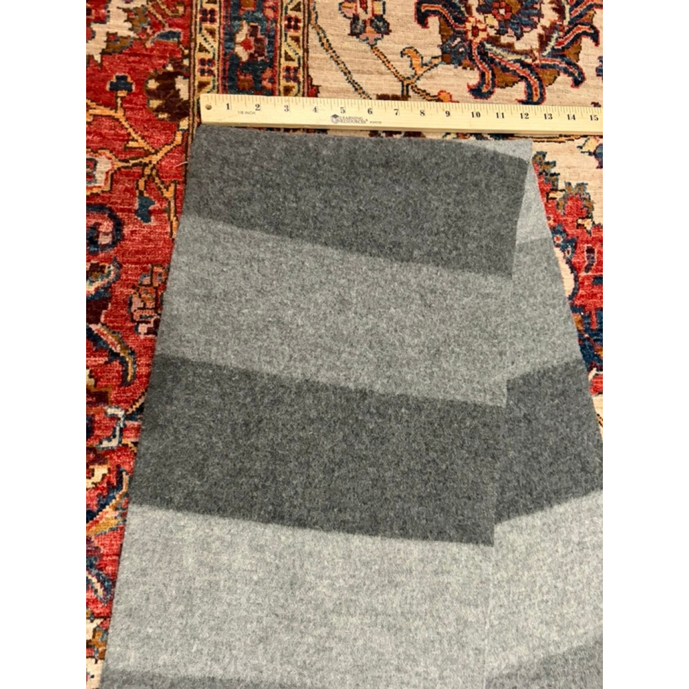Coach 100% Lambswool Ombre Gray Stripe Fringe Scarf Made in Scotland Unisex Wint